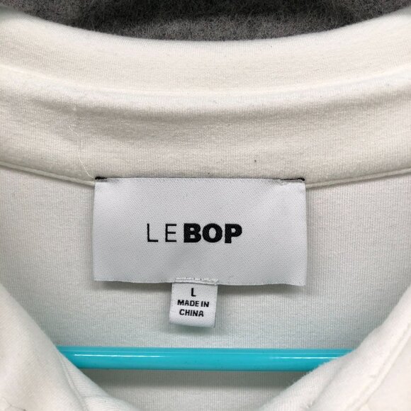Le Bop Cropped Polo Shirt Womens L Short Sleeve White Scuba - Picture 5 of 8